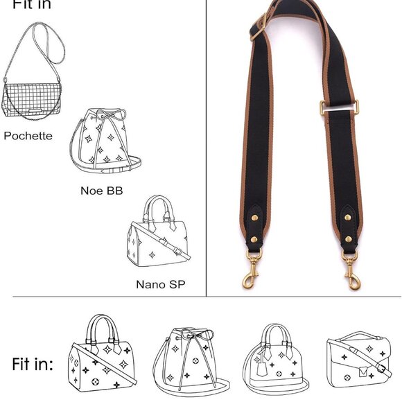Purse Strap Replacement Crossbody Handbag Adjustable Wide Canvas Leather - Picture 3 of 7